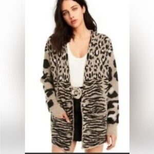 Wildfox Oversized Cardigan Faux Leopard  design